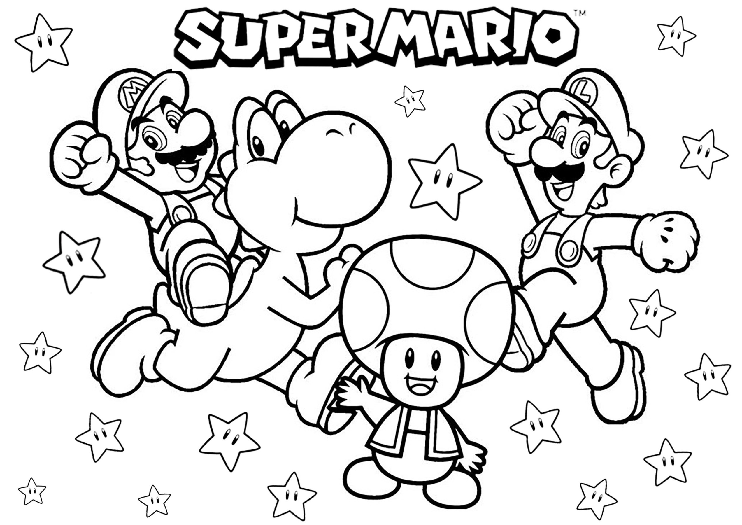 Ausmalen mit den Figuren von Super Mario Bros